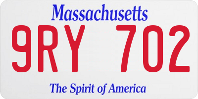 MA license plate 9RY702