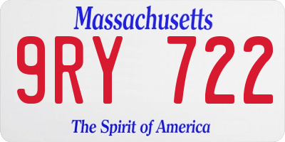 MA license plate 9RY722