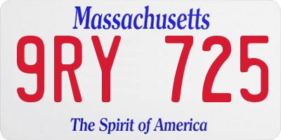 MA license plate 9RY725