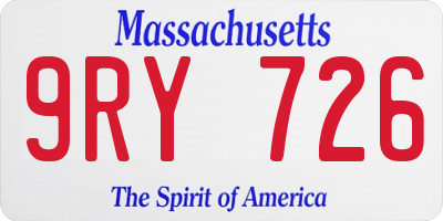 MA license plate 9RY726