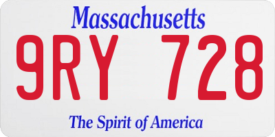 MA license plate 9RY728