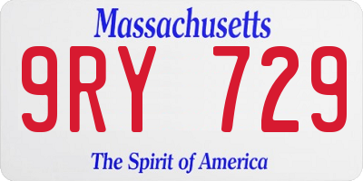 MA license plate 9RY729
