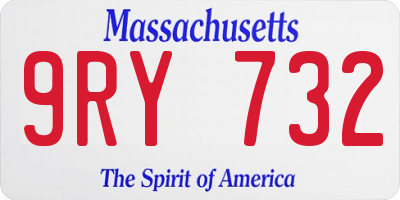 MA license plate 9RY732