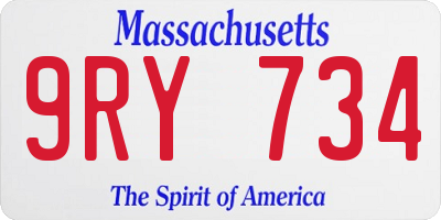 MA license plate 9RY734