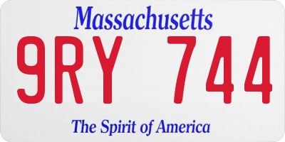 MA license plate 9RY744
