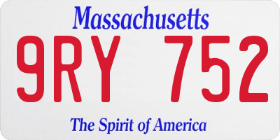 MA license plate 9RY752