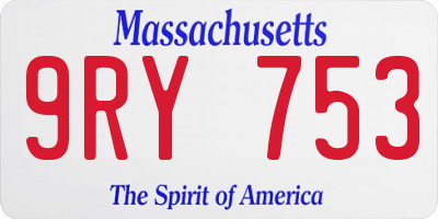 MA license plate 9RY753