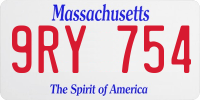 MA license plate 9RY754