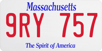 MA license plate 9RY757