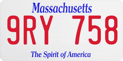 MA license plate 9RY758