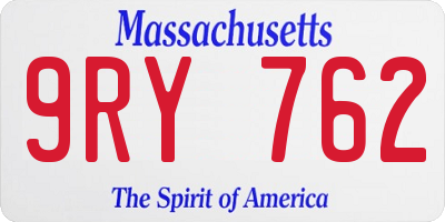 MA license plate 9RY762