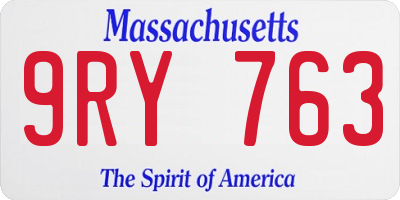MA license plate 9RY763