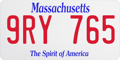 MA license plate 9RY765