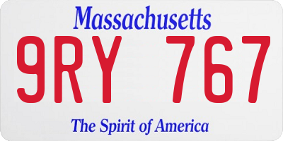 MA license plate 9RY767