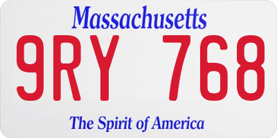 MA license plate 9RY768