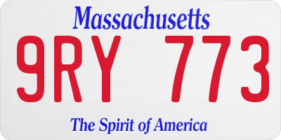 MA license plate 9RY773