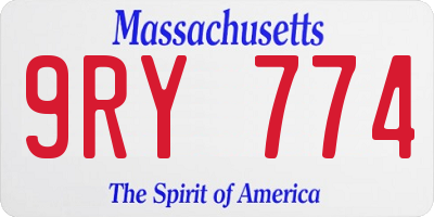 MA license plate 9RY774