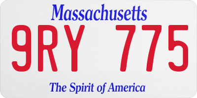 MA license plate 9RY775