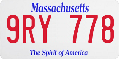 MA license plate 9RY778