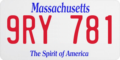 MA license plate 9RY781