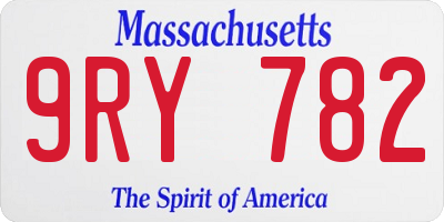 MA license plate 9RY782
