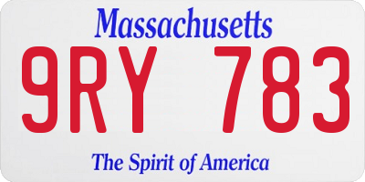 MA license plate 9RY783