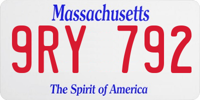 MA license plate 9RY792