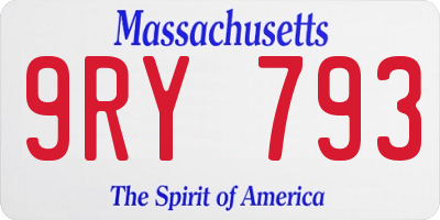 MA license plate 9RY793