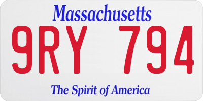 MA license plate 9RY794