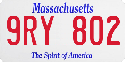 MA license plate 9RY802