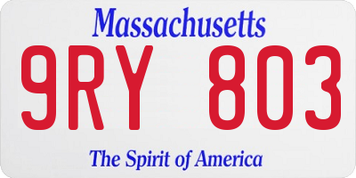 MA license plate 9RY803