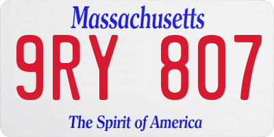 MA license plate 9RY807