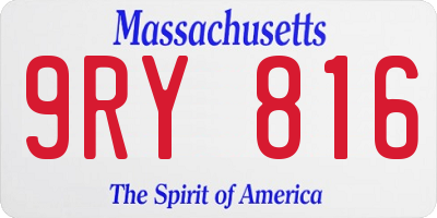 MA license plate 9RY816