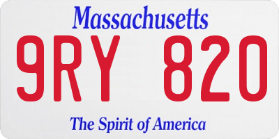 MA license plate 9RY820