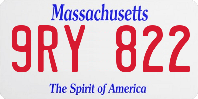 MA license plate 9RY822