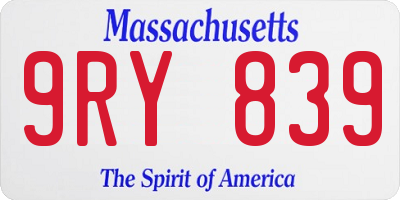 MA license plate 9RY839