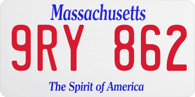 MA license plate 9RY862