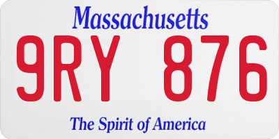 MA license plate 9RY876
