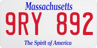 MA license plate 9RY892