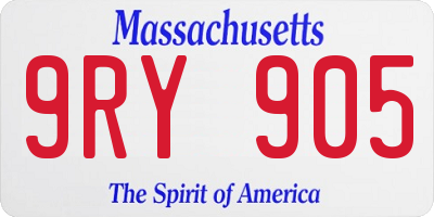 MA license plate 9RY905