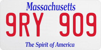 MA license plate 9RY909