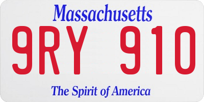 MA license plate 9RY910
