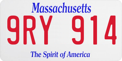 MA license plate 9RY914