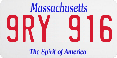 MA license plate 9RY916