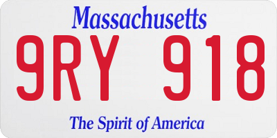 MA license plate 9RY918