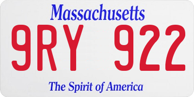 MA license plate 9RY922