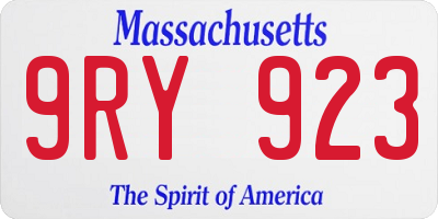 MA license plate 9RY923