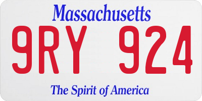 MA license plate 9RY924