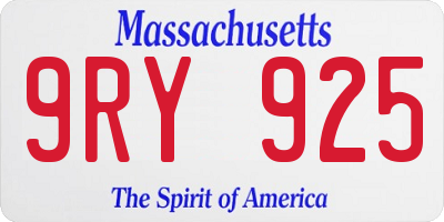 MA license plate 9RY925