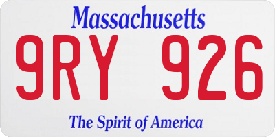 MA license plate 9RY926